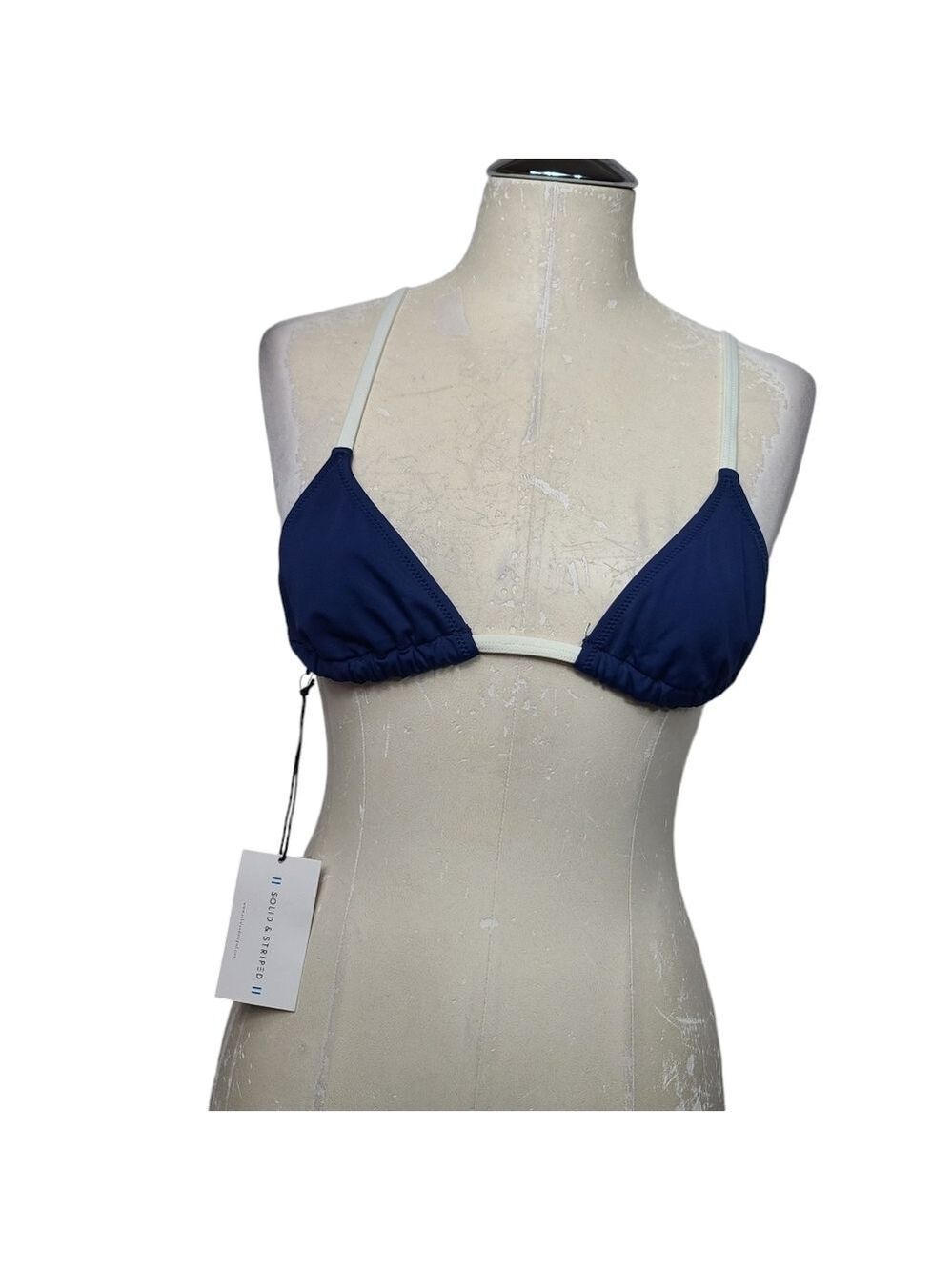 NWT Solid & Striped Blue Bikini Top S